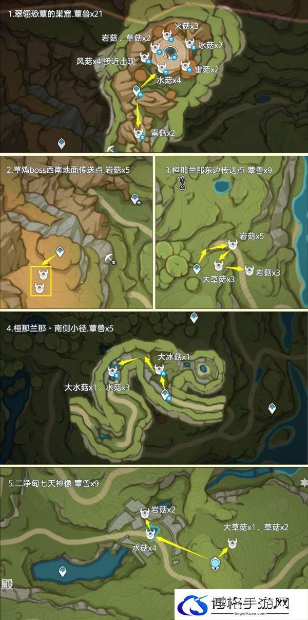 原神4.4草神蕈兽孢子突破材料怎么收集-蕈兽孢子高效率讨伐路线图二 原神4.4草神蕈兽孢子突破材料怎么收集-蕈兽孢子高效率讨伐路线图二