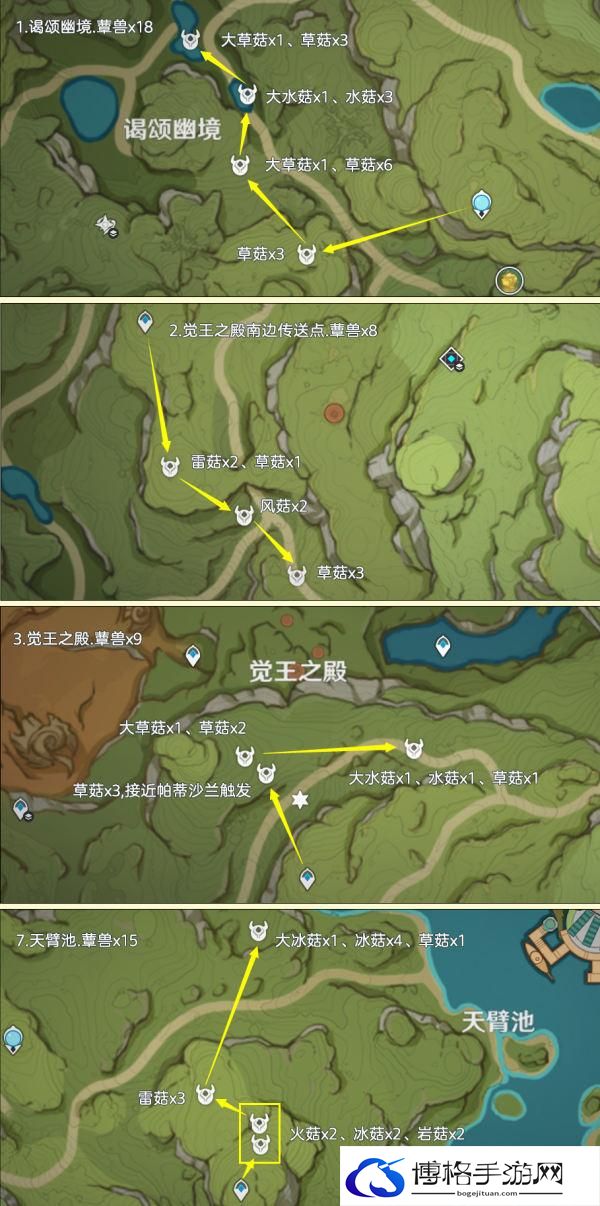 原神4.4草神蕈兽孢子突破材料怎么收集-蕈兽孢子高效率讨伐路线图六 原神4.4草神蕈兽孢子突破材料怎么收集-蕈兽孢子高效率讨伐路线图六
