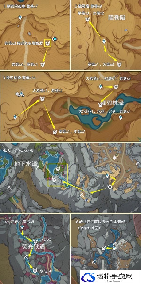 原神4.4草神蕈兽孢子突破材料怎么收集-蕈兽孢子高效率讨伐路线图十三 原神4.4草神蕈兽孢子突破材料怎么收集-蕈兽孢子高效率讨伐路线图十三