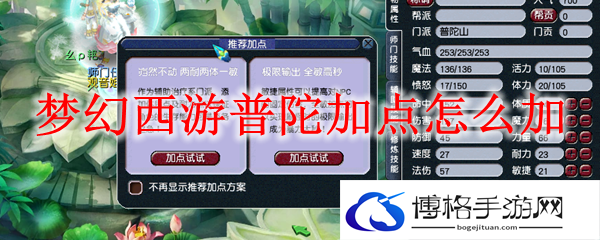 梦幻西游普陀怎么加点