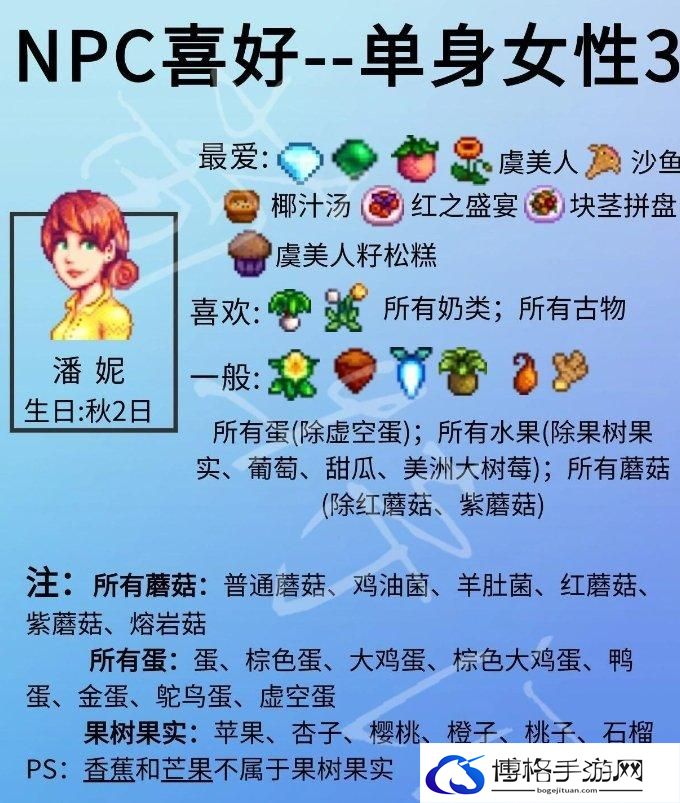 《星露谷物语》单身npc喜好详情 单身npc人物喜好一览