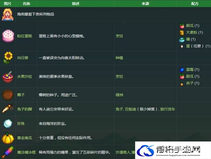 星露谷物语海莉喜欢什么东西