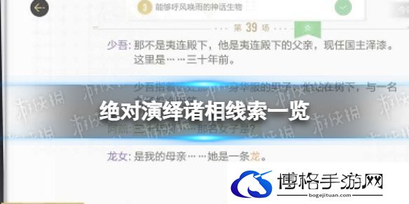 绝对演绎诸相线索一览 绝对演绎诸相剧本线索在哪